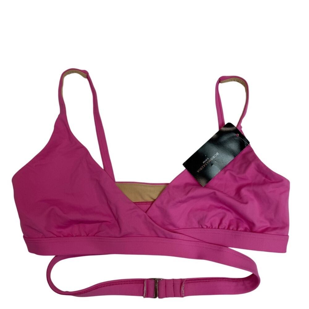 BCBG Max Azria Roseberry Bikini Swim Top Wrap Bralette NWT Pink Size Small